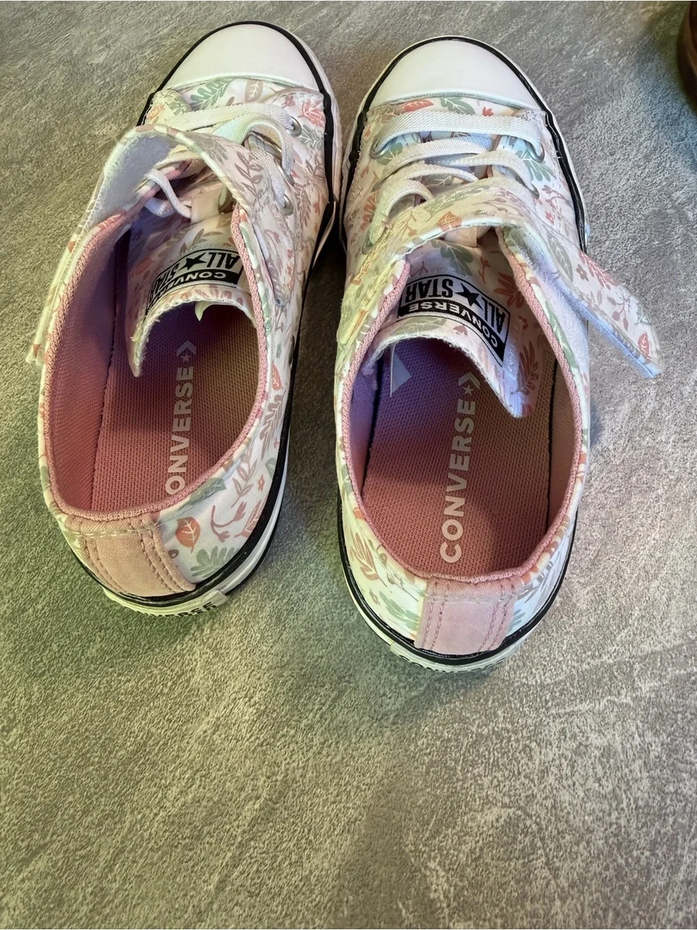 Floral Converse Kids Sneakers - Pink & Green size US 1.5